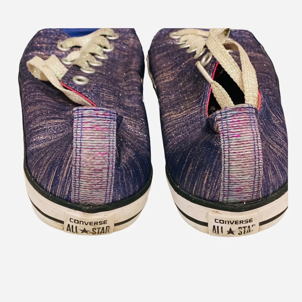 Converse All Star Purple Sparkle Sneakers Shoes Girls 5 Metallic Retro